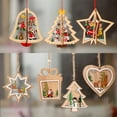 thumbnail image 5 of 6PCS Christmas Xmas Trees Santa Claus Snowman Wooden Ornaments Hanging Decorations Ornament for Home Wall Bottle, 5 of 10