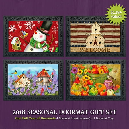 Seasonal Doormat Set 4 Doormat Inserts And Rubber Mat Tray