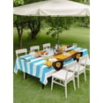 thumbnail image 4 of Outdoor Tablecloth with Umbrella Hole for Patio/Picnic/Party/Camping, Yellow Truck Waterproof Table Cloth Rectangle Table Cover Washable, Cartoon Blue Striped Farmhouse Modern Art (60"x 102"), 4 of 8