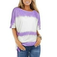 thumbnail image 1 of Nuoqisi Mode Femmes T-Shirt Imprimé Manches Courtes Col Rond T-Shirt Décontracté Hauts Blouse Femmes T-Shirts Plissés Manches Courtes Hauts Décontractés Habillés Blouses Patchwork T-Shirt Blouse, 1 of 4
