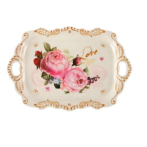 ACDANC 1Pc Decorative Melamine Tea Cup Tray Elegant Snack Fruit Storage Holder for Home