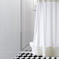 thumbnail image 2 of Ounissouiy Cortina de baño de poliéster sin moho repelente al agua con forro de cortina de ducha con volantes de diseño caliente de 3 tamaños Juegos de accesorios de baño Blanco NO1, 2 of 4