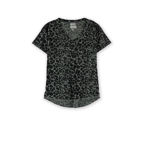 Vans Jungle Skull V-Neck Graphic Camiseta para mujer, verde, grande Vans Camiseta gráfica