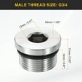 thumbnail image 2 of Uxcell 2pcs Tapón de tubo de acero inoxidable 304 G3/4 macho rosca cabeza hexagonal tapones de cabeza hexagonal con anillo de sellado para tubo de aire, agua, aceite, gas, 2 of 6