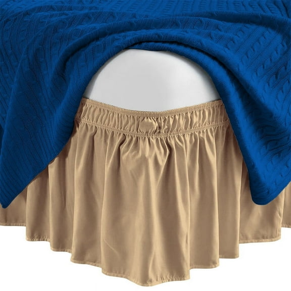 HNB Store Wrap Around Bed Skirt 18" inch Drop Easy Care Microfiber Made Bedskirts (King-Taupe)