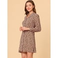 thumbnail image 4 of INSPIRE CHIC Robe Courte à Fleurs pour Femme, à Simple Boutonnage, Coupe Ajustée et Évasée, Manches Longues, Col de Camp, Boutonnée, 4 of 6