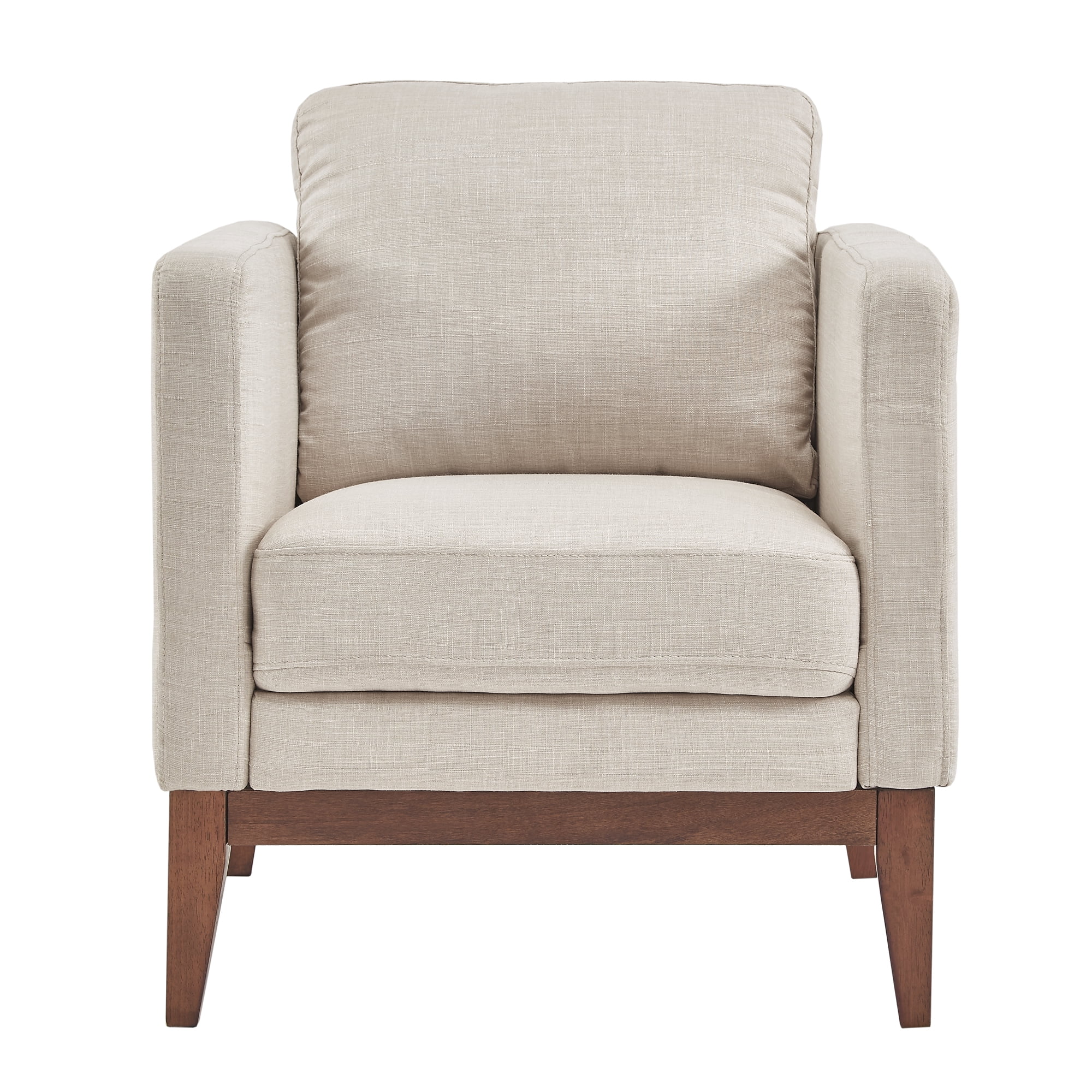 Weston Home Riley Linen Upholstered Accent Chair with Wood Legs, Beige