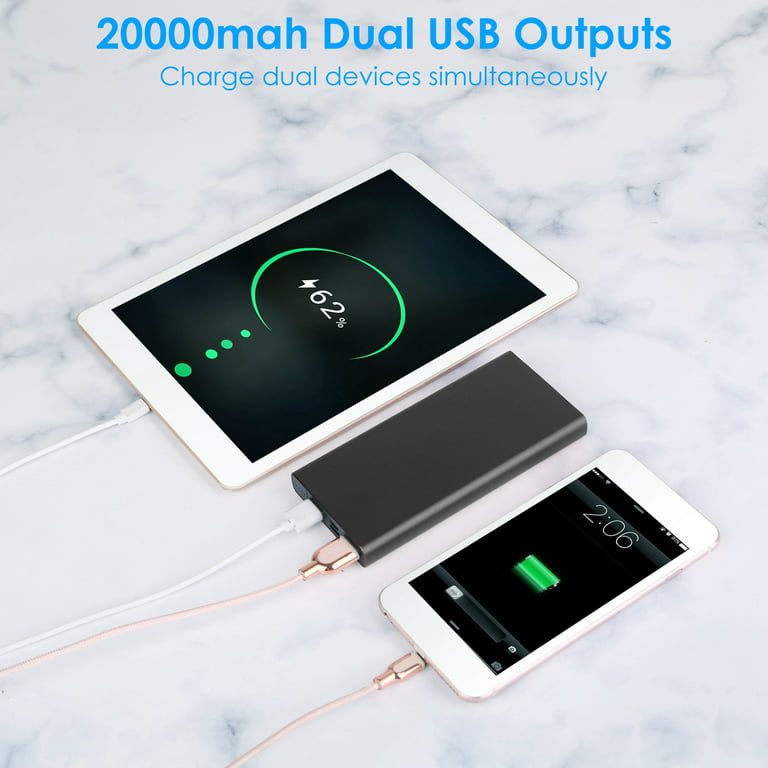 iMounTEK 20000mAh Portable Charger Power Bank External Battery Pack w/  Digital Display Dual USB Charge Ports White