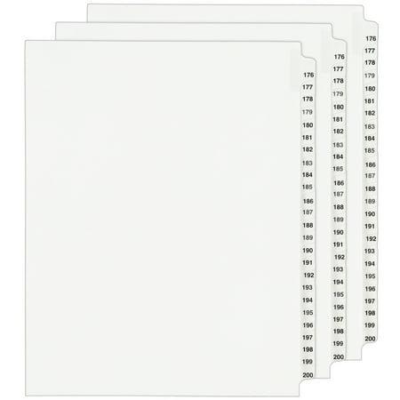 Avery Legal Exhibit Dividers, 176-200, Unpunched, 3 Sets (21861)
