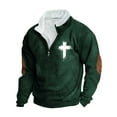 thumbnail image 2 of LEBONYARD Long Sleeve Mens Crewneck Sweatshirts,Fashion Men Winter Zipper Casual Tops Long Sleeve V-Neck Sweatshirt Green XXXXL, 2 of 3