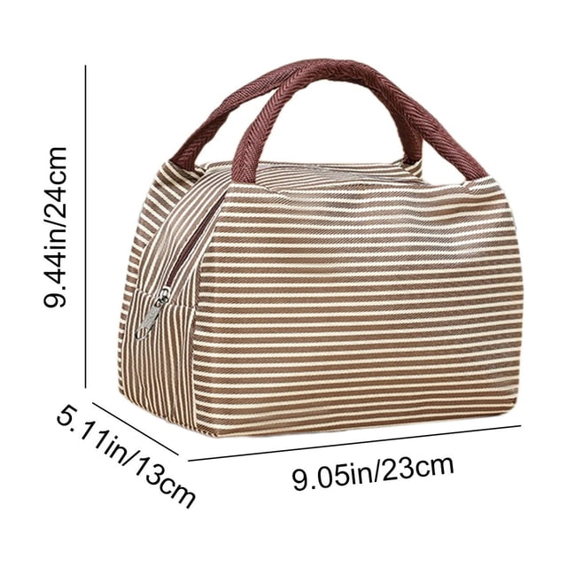 yulier Lunch Sac à pour Femmes Hommes, Grande Capacité Boîte à Lunch Isolée Conteneurs Sac à Main pour Adulte, Sac à Lunch Réutilisable Boîte Bento Rayée pour Travail, Pique-Nique Ou Voyage