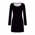 thumbnail image 4 of Womens Summer Clothes Fashion Casual V-neck Pleated Non Positioning Printing Long Sleeved Elasticity Dress, 4 of 5