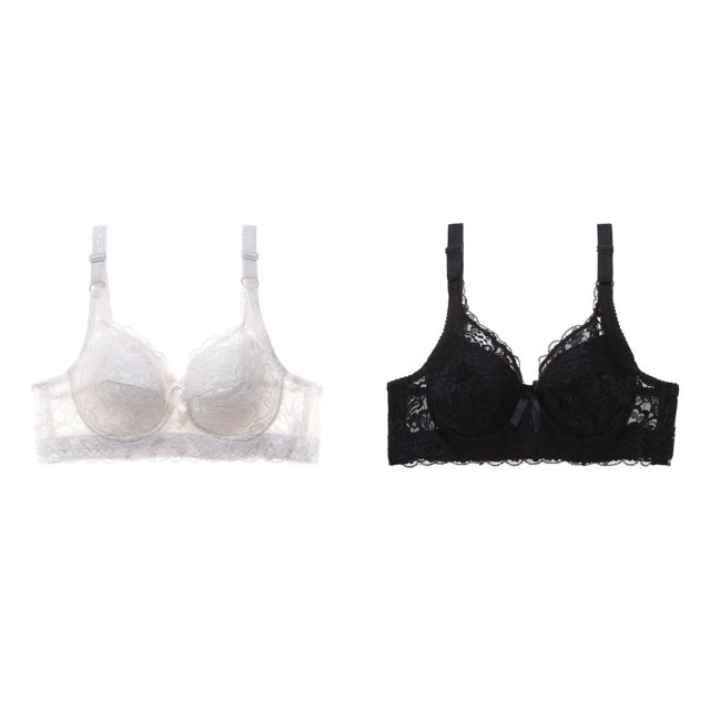 (2-Pack) Rinsvye Womens Lace Bra With Padded Cups Enhancement Push Up Bra For Natural Lift And Comfort Everyday Wear