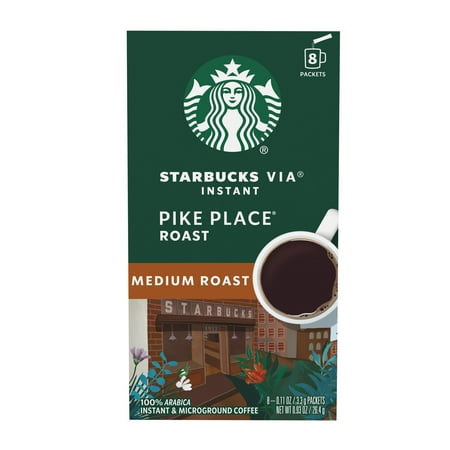 Starbucks VIA Instant Pike Place Roast, Instant Coffee, Medium Roast Coffee, 8 Packets
