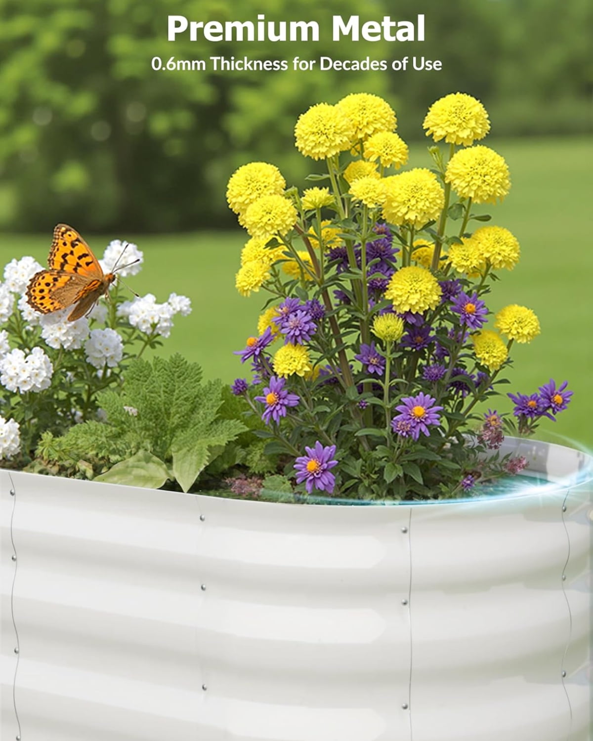 Aoile Raised Garden Bed Outdoor, 2x4x2 Ft Large Metal Planter Box for Vegetables, Fruits, Flower, Beige