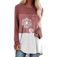 thumbnail image 2 of Suéter suelto de manga larga para mujer, cuello redondo, estampado informal, sudadera para niña, rojo oscuro, XXL Scienceny AP003825-17, 2 of 5