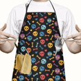 thumbnail image 2 of Black Colorful Skull Bone Pattern Apron-Garden Aprons for Women with Pockets-Cotton Linen Waterproof Kitchen Cooking Gardening Aprons Adjustable for Kitchen,Cooking,BBQ and Salon 33x27 Inch, 2 of 7