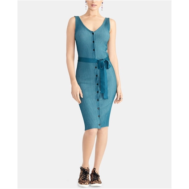 Rachel Roy Vestido de suéter ajustado para mujer, azul, mediano