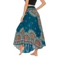 thumbnail image 5 of SWSMCLT Women's Summer Flowy Dress Hippie Indian Gypsy High Waist Long Skirts Boho Skirt Bohemian Maxi Floral Printed Tie Front Dresses Elastic Waist Green One Size, 5 of 5