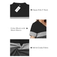 thumbnail image 4 of VOGRACE Plus Size Tops for Women Summer Short Sleeve Trendy Polo Shirts Fashion 2026 Color Block Tunic Black & Grey Color Block 3XL, 4 of 6