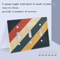 thumbnail image 3 of Yayeee Toggle Light Switch Wall Plate 2-Gang 4.56"x4.48" Decorative Outlet Cover, Beige Stripes, 3 of 7
