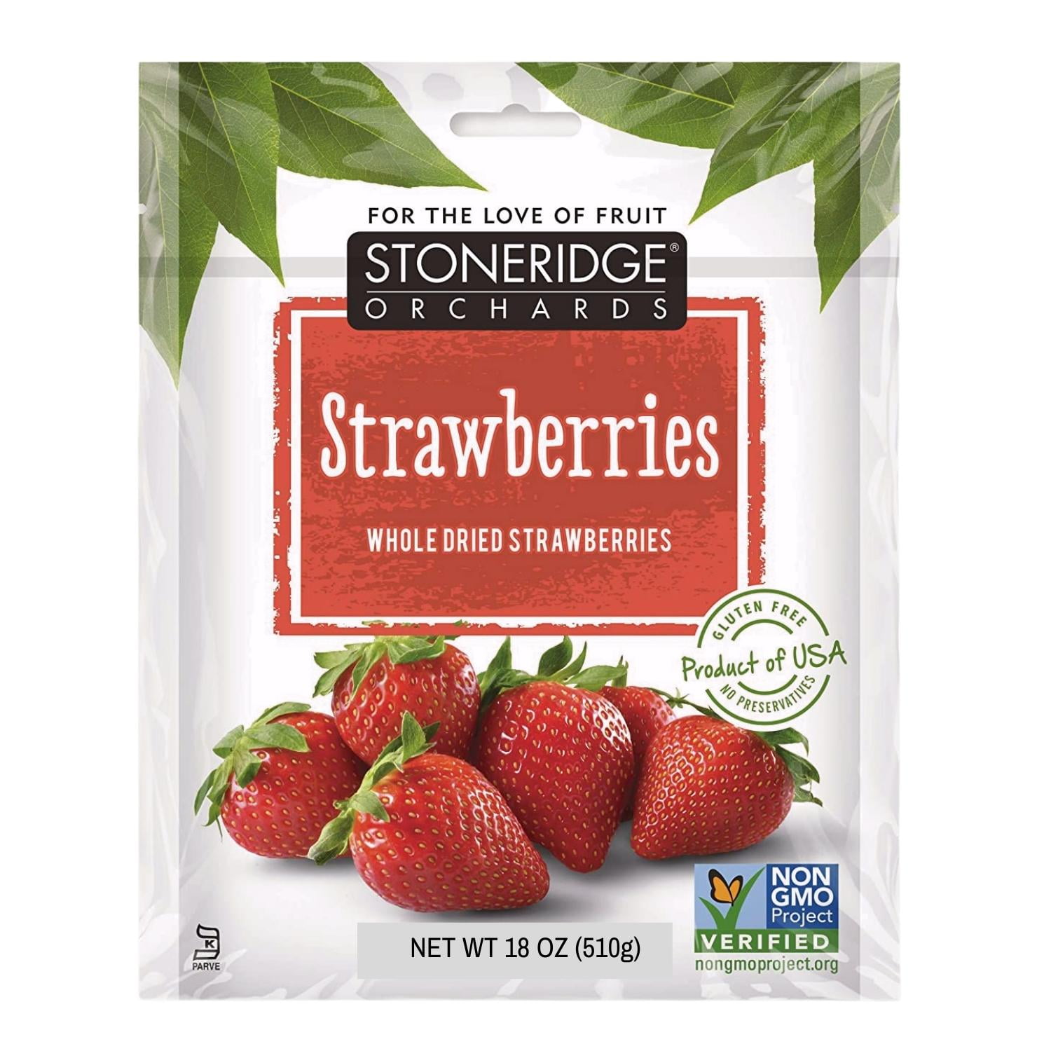 Stoneridge Orchards Organic Whole Dried Strawberries, 8oz Resealable