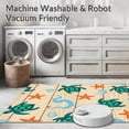 thumbnail image 5 of ODIKA 4'x6' Machine Washable Non-Slip Area Rug, Oceanic Turtles and Starfish Amid Rustic Wood Panel Beachscape High Traffic Rug, Beige, 426912, 5 of 7