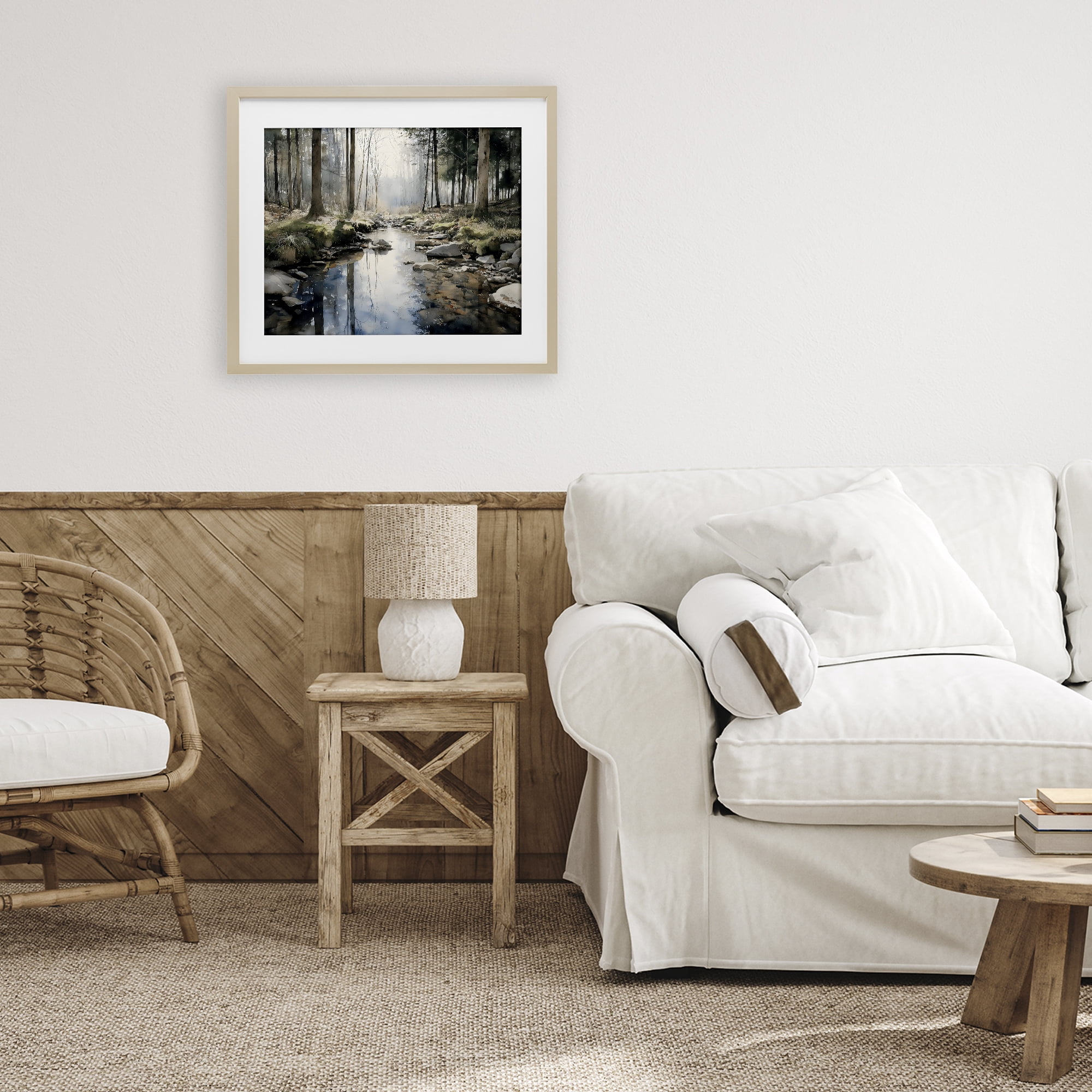 Stupell Industries Rock Creek in Morning Mist Birch Framed Print Under Glass, design by Franklyn Gregory