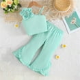 thumbnail image 2 of ZACPNCV Girls 2 Piece Outfits Sleeveless Vest with Flare Pants Set Summer Clothes Green 7-8 Years, 2 of 4