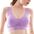 thumbnail image 2 of harmtty Sports Bra Hollow Out Thin Padded Intimacy Comfortable Breathable Solid Color Breast Support U-shaped Back Women Bras Inner Wear Garment,Light Purple, 2 of 8