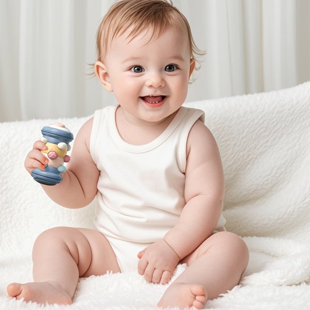 Pelotas de mordedor con forma de animal para bebés de 0 a 12 meses | Sonajero masticable de agarre con ABS y silicona suave | Juguete para el desarrollo sensorial auditivo y motor