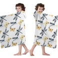 thumbnail image 4 of White Butterfly Dragonfly Pattern Hooded Bath Towel，60"x35" for Ages 3 To 12 Kids, Quick Dry Lightweight Soft Microfiber Hood Beach Towel Cover Up for Kids, 4 of 7