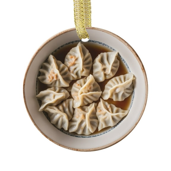 Gyoza China Japan Cuisine Dumplings Food Double Sided Ceramic Foodie Novelty Holiday Christmas Xmas Tree Ornament Gift Accessory (Flat Printed Design, NOT 3D)