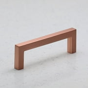 Hamilton Bowes Satin Copper Square Cabinet Hardware Euro Style Modern Bar Handle Pull - 96mm (3-3/4) Hole Centers