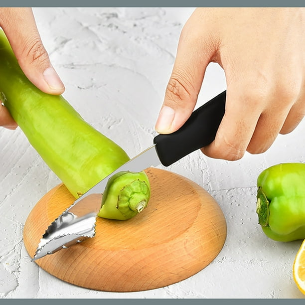 Stainless Steel Chili Corer Remover Kitchen Tool With Serrated Slice And Rubber Handle Easily Seed Remover Or Slice Off Vegetables Tops For Barbecue Roasting Peppers Walmart Com Walmart Com