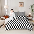 thumbnail image 4 of Homewish Geometric Honeycomb Bedding Comforter Set 2pcs for Kids Children Teens,Black White Twin Comforter Sets Microfiber,Abstract Hexagon Breathable Bedding Set,Super Cozy Room Decor,Reversible, 4 of 8