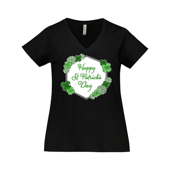 Inktastic Happy St. Patrick's Day Clovers Women's Plus Size V-Neck T-Shirt