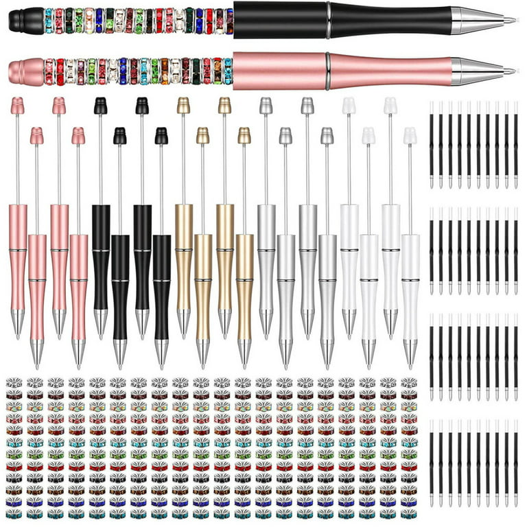 BESTHUA Assorted Bead Pens Ballpoint Pens Fits For Most Bead Holes Assorted Bead  Pen Set Include 20 Bead Pens 40 Black Refills And 240 Bright Spacer Beads  For Students Office School DIY