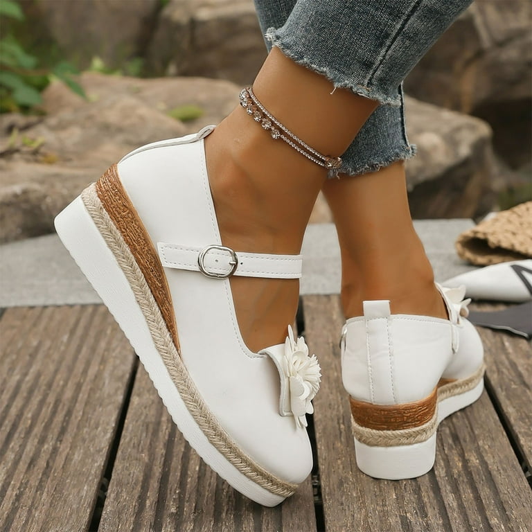 white christmas dresses Genuine Leather Low Heels Designer Shoes for Women – HER SHOP main image 0