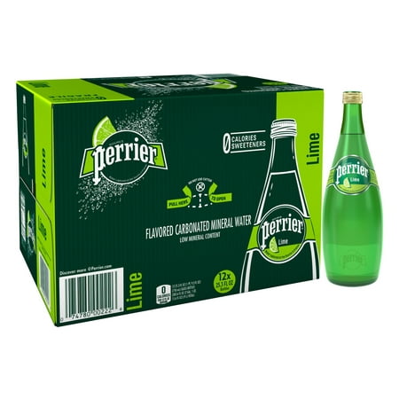 Perrier Lime Flavored Carbonated Mineral Water, 25.3 fl oz. Glass Bottle (12