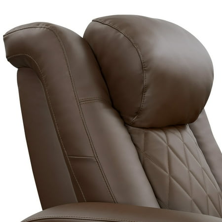 Valencia Theater Seating - Valencia Tuscany Vegan Row of 3 Loveseat Right Premium Vegan Leather Luxury Home Theater Seating - Dark Truffle