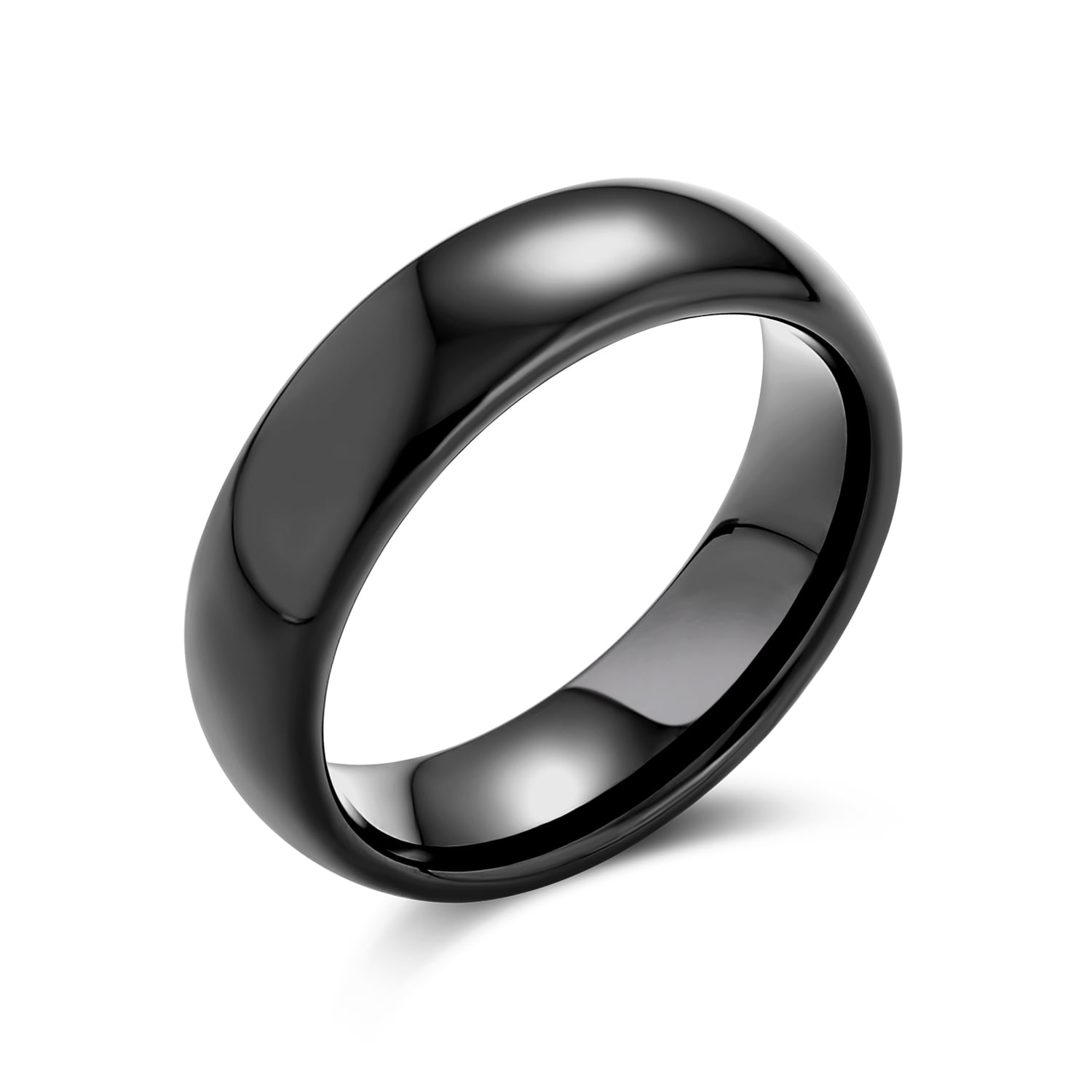 Bling Jewelry Personalize Unisex Plain Simple Dome Couples Titanium Wedding Band Ring for Men Women Comfort Fit Polished Black Silver Rose Gold Tone 5MM 