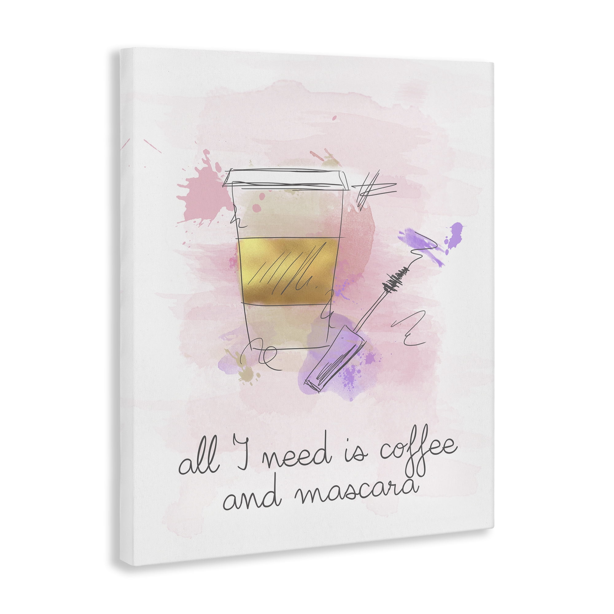 Stupell Industries Need Coffee & Mascara Food & Beverage Painting Gallery Wrapped Canvas Art Print Wall Art, 36 x 48
