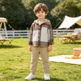 thumbnail image 5 of Agkizg Toddler Boys Clothing Set Plaid Hooded 2 Piece Outfit Long Sleeve Button Down Top Pants Fall Set, 5 of 6