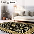 thumbnail image 2 of ODIKA 6'x9' Machine Washable Non-Slip Area Rug, Victorian Featuring Intertwined Vines and Stylized Petals High Traffic Rug with Pad, Black, 462809, 2 of 8