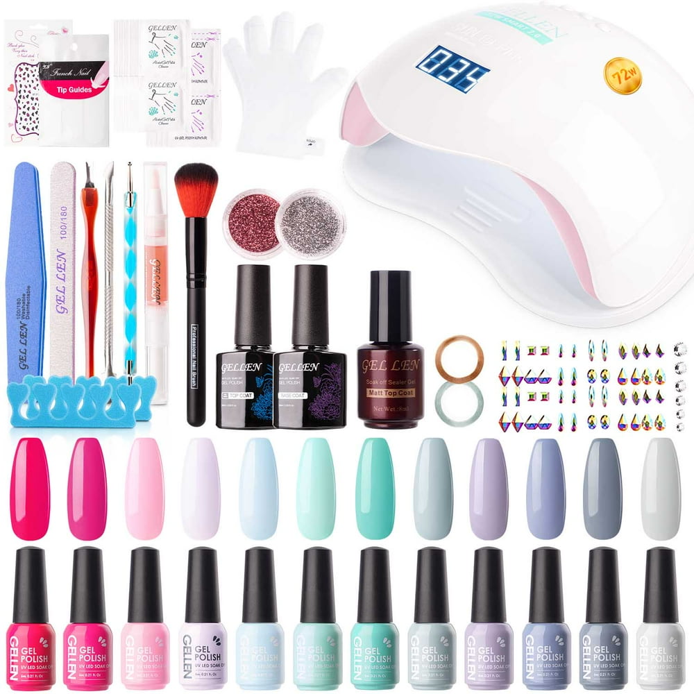 Gellen 12 Colors Bright and Pastels Gel Nail Polish Starter Kit with