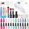 Gellen 12 Colors Bright and Pastels Gel Nail Polish Starter Kit - with 72W UV/LED Nail Lamp