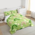 thumbnail image 3 of Feelyou Child Cartoon Rainbow Full Size Comforter Sets, Cloud Sun Green Bedding Sets, 3pcs, 3 of 8