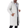 thumbnail image 4 of Abrigo acolchado INSPIRE CHIC para hombre, chaqueta larga de plumas con capucha desmontable, cierre completo, invierno, color blanco, 4 of 6