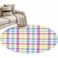 thumbnail image 2 of Spring Easter Checkered Round Area Rug 3.3 FT, Non Slip Small Entryway Kitchen Mat, Colorful Buffalo Plaid Washable Soft Circular Rug Non-Shedding Door Mat for Bathroom Playroom Kids Room, 2 of 9